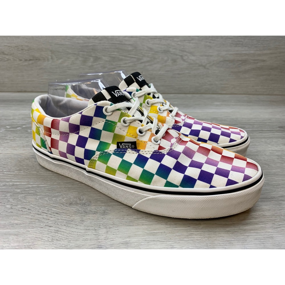 Vans Era Rainbow Checkerboard Sneakers Multi Color Low Top Shoes Women's 10